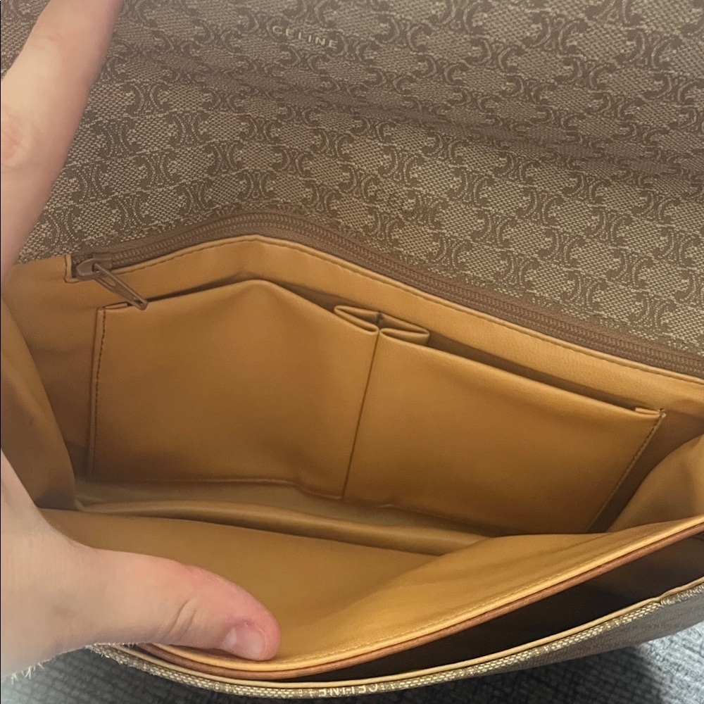 Celine Paris Beige and Caramel Clutch with Pearl Strap - Picture 2 of 11